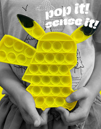 Boxgear Pikachu Fidget Toy Pop Pop– Pop Fidget Toy for Kids and Adults – Stress Relief Fidget – Anti Stress Squeeze Toy - Animal Silicone Fidget Blocks – Lightweight and Durable
