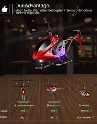 Remote Control Helicopter, S107H-E Aircraft with Altitude Hold, One Key take Off/Landing, 3.5 Channel, Gyro Stabilizer and High &Low Speed, LED Light for Indoor to Fly for Kids and Beginners(Red)
