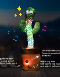 MIAODAM Volume Adjustable Dancing Cactus, Colorful Glowing Talking Cactus Toy, Repeating What You Say Cactus Toys Singing 120 Songs Cactus Plush Eletronic Baby Toys Funny Creative Kids Toy

