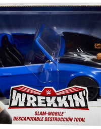 WWE Wrekkin’ Slam-Mobile Vehicle (13-in / 33.02-cm) with Rolling Wheels and 8 Breakable Parts & 6-in / 15.24-cm The Rock Basic Action Figure, Gift for Ages 6 Years Old & Up [Amazon Exclusive]
