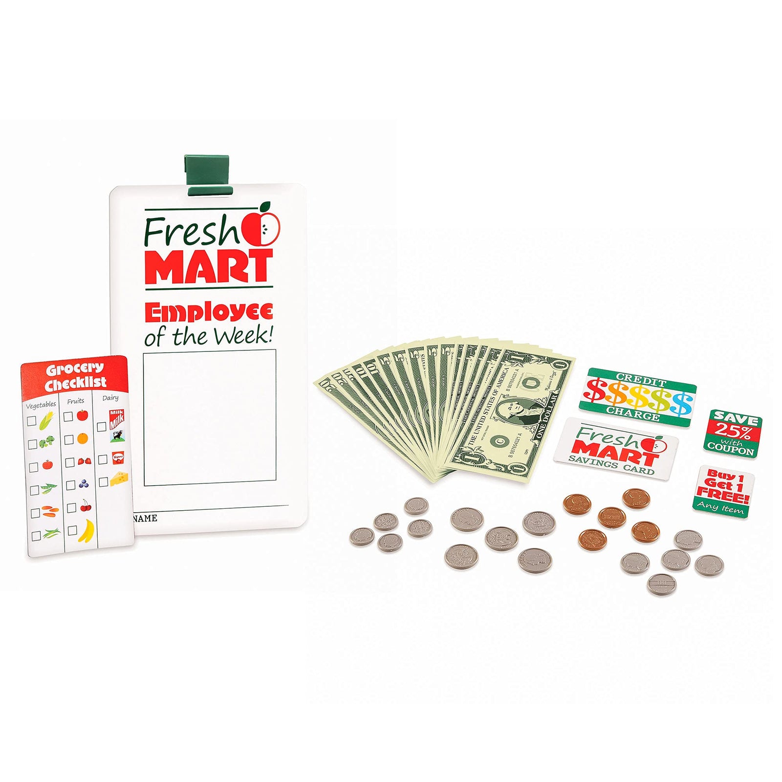 Melissa & Doug Fresh Mart Grocery Store Play Food and Role Play Companion Set (84 pcs)