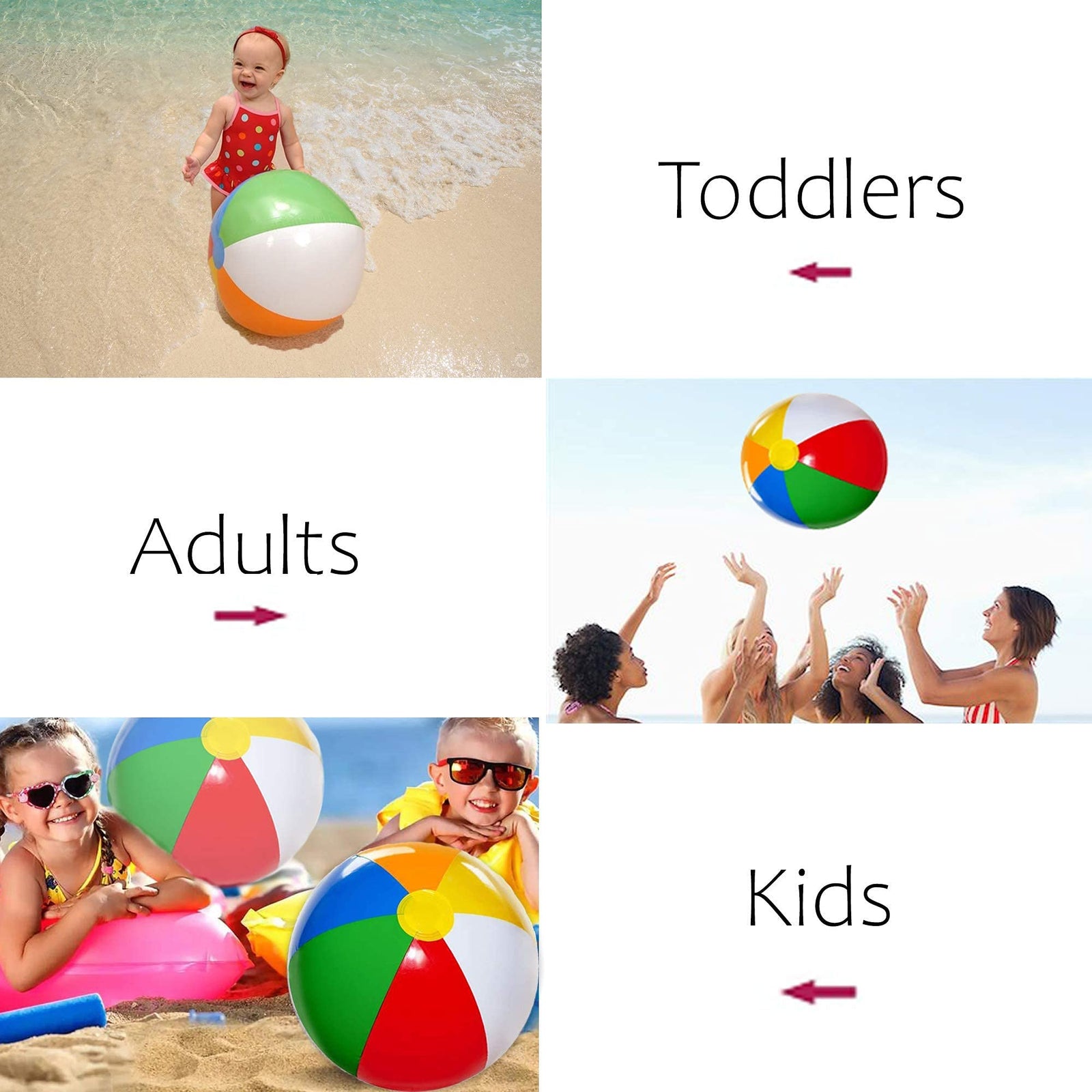 Beach Balls [3 Pack] 20" Inflatable Beach Balls for Kids - Beach Toys for Kids & Toddlers, Pool Games, Summer Outdoor Activity - Classic Rainbow Color by 4E's Novelty