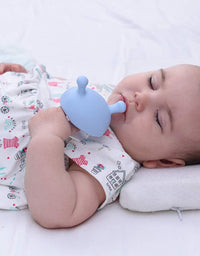 Mombella Mimi Mushroom Pacifier Shape Skin-Like Infant Soothing Teether Toy for 0-6 Months Sucking Needs Babies, Help with Breast Feeding weaning and Prevent Digit Sucking.Light Blue
