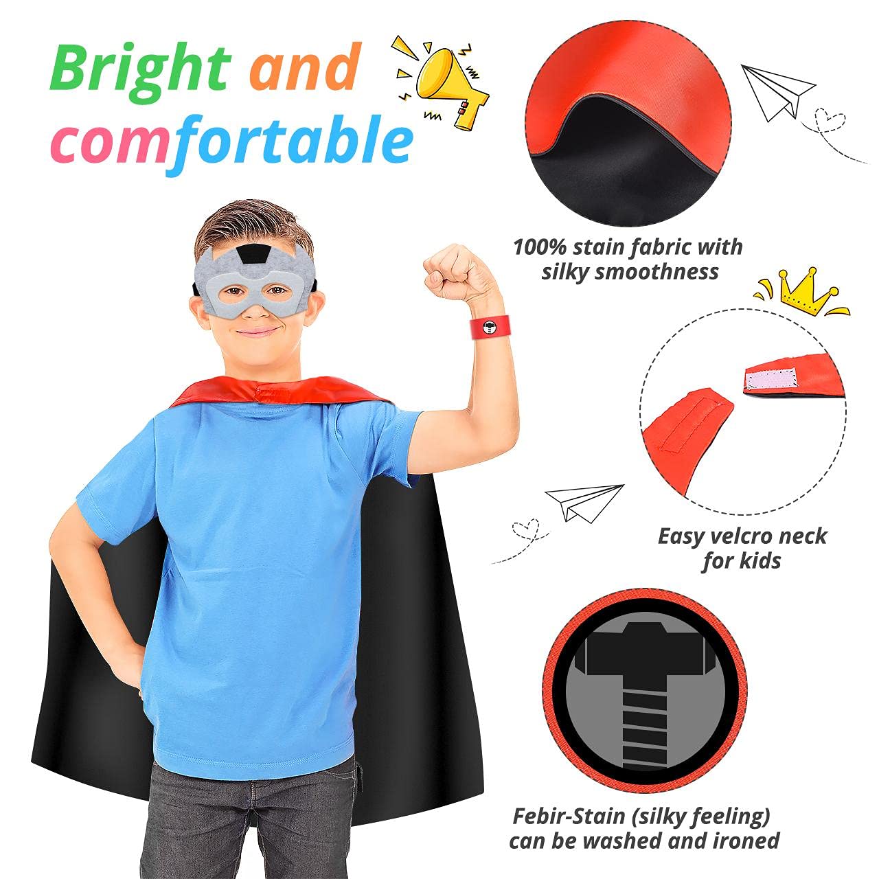 Roko Toys for 3-10 Year Old Boys, Superhero Capes for Kids 3-10 Year Old Boy Gifts Boys Cartoon Dress up Costumes Party Supplies 4 Pack RKUSPF04, Medium (Smart-S3)
