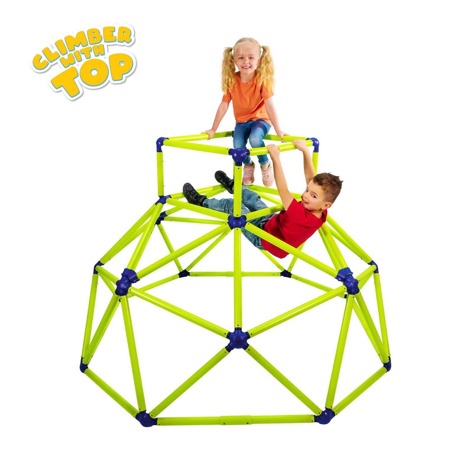 Eezy Peezy Monkey Bars Climbing Tower - Active Outdoor Fun for Kids Ages 3 to 8 Years Old, Green/Blue
