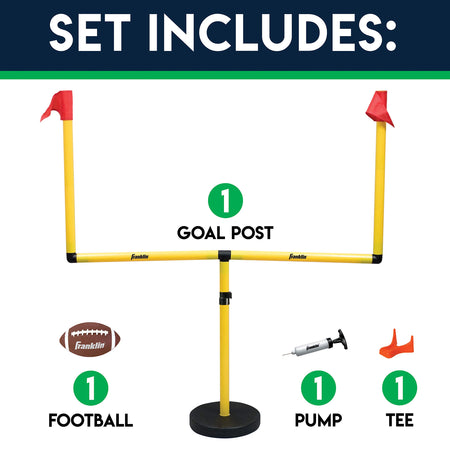 Franklin Sports Youth Football Goal-Post Set — Kids’ Football Goal Post with Mini Football — Fun Football Goal for All Ages — Easy Assembly — Adjustable Height — Weighted Base