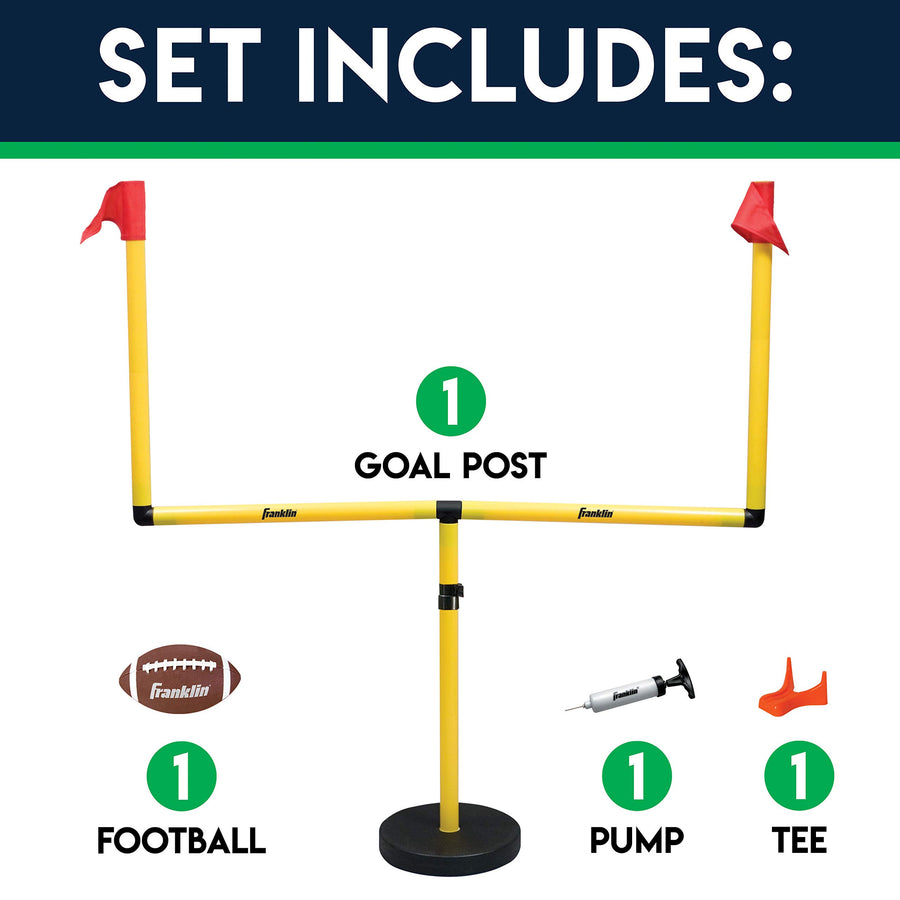 Franklin Sports Youth Football Goal-Post Set — Kids’ Football Goal Post with Mini Football — Fun Football Goal for All Ages — Easy Assembly — Adjustable Height — Weighted Base