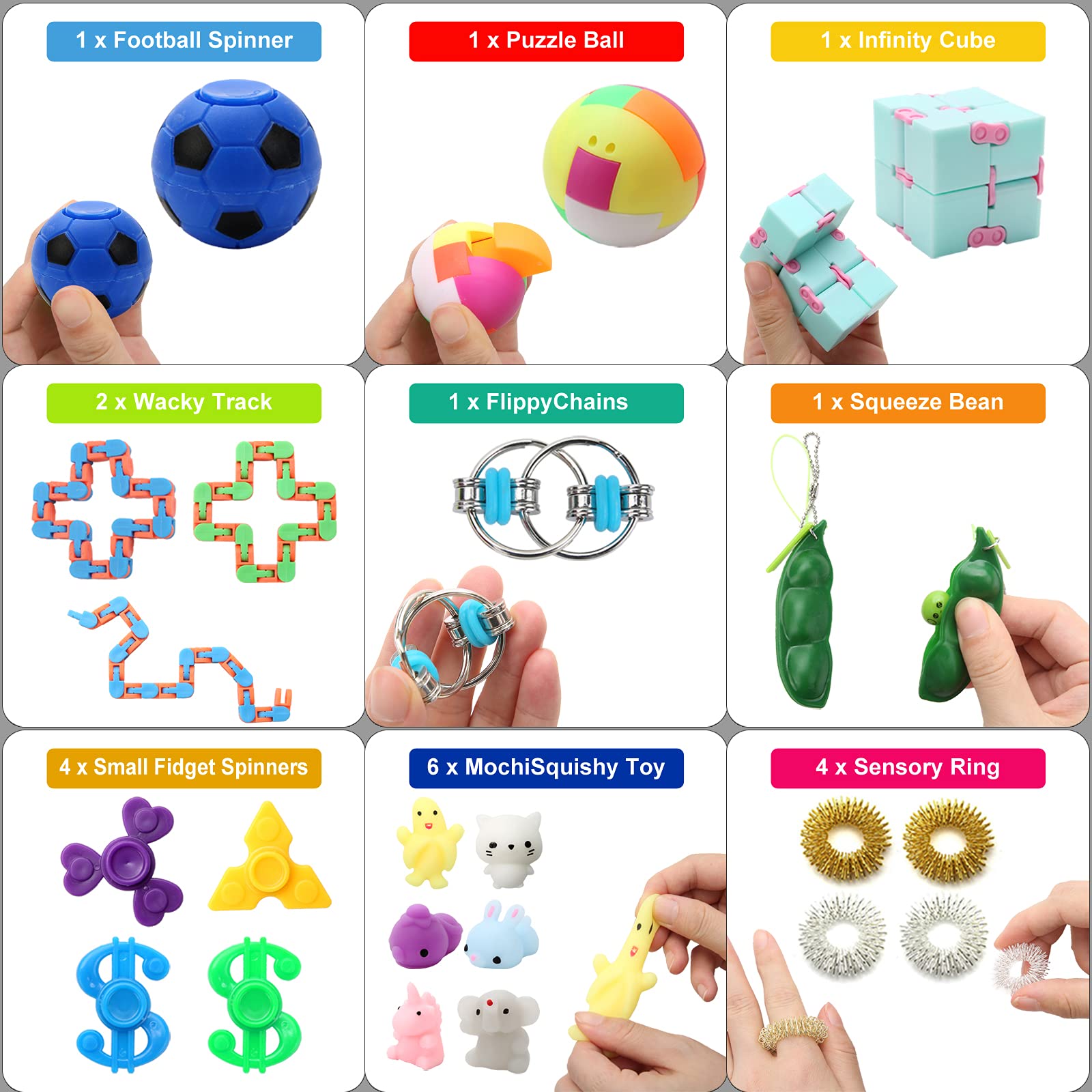 Fidget Pack, 35pcs Fidget Toys Set with Popping Fidget Sensory Toys for Kids and Adults Simple Fidget Stress Relief Kit Gift for Party Classroom Christmas Stocking