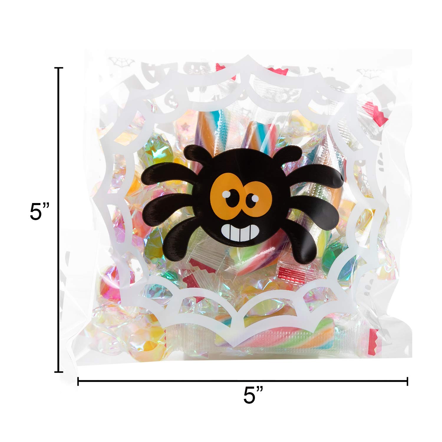 JOYIN 150 PCS Halloween Cellophane Treat Bags Self Adhesive Clear Cookie and Candy Bags for Halloween Party Favors Supplies