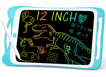 Jasonwell Kids Drawing Pad Doodle Board 12'' Colorful Toddler Scribbler Board Erasable LCD Writing Tablet Light Drawing Board Educational Learning Toys Gifts for 3 4 5 6 7 8 Year Old Girls Boys(Blue)