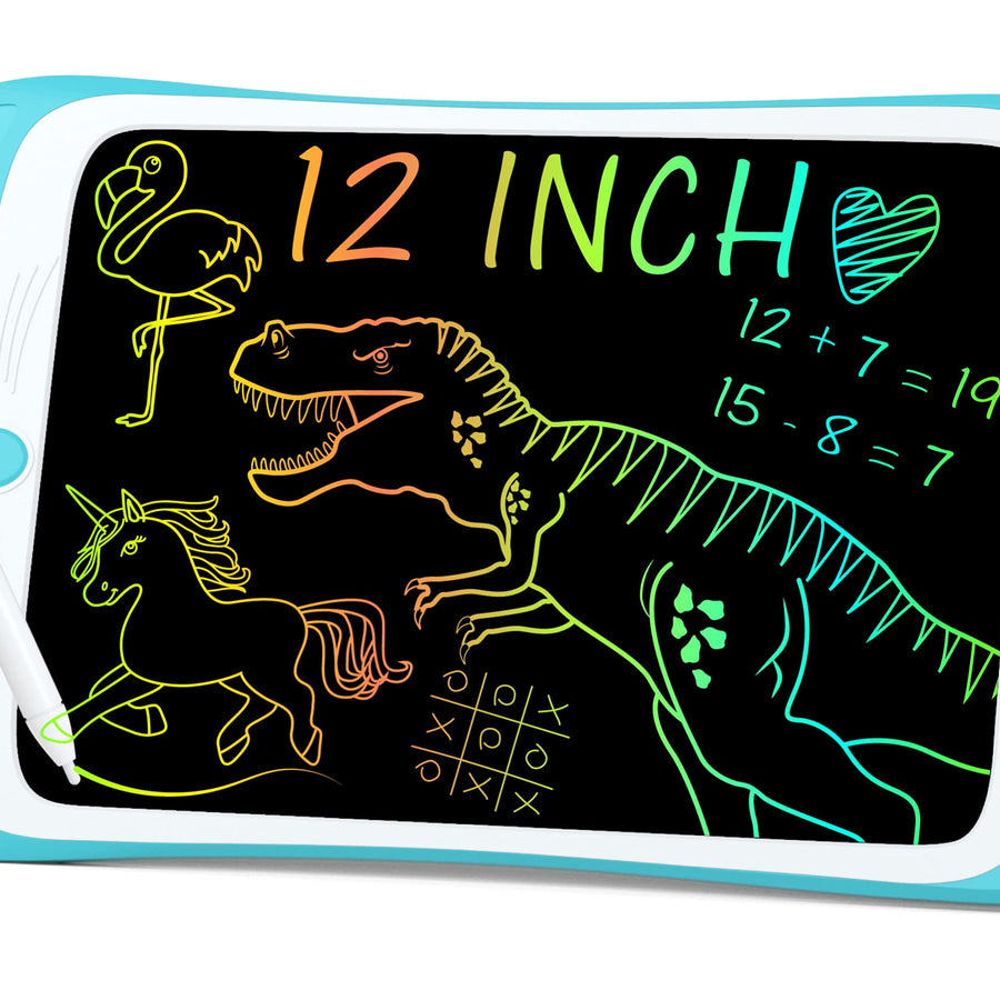 Jasonwell Kids Drawing Pad Doodle Board 12'' Colorful Toddler Scribbler Board Erasable LCD Writing Tablet Light Drawing Board Educational Learning Toys Gifts for 3 4 5 6 7 8 Year Old Girls Boys(Blue)