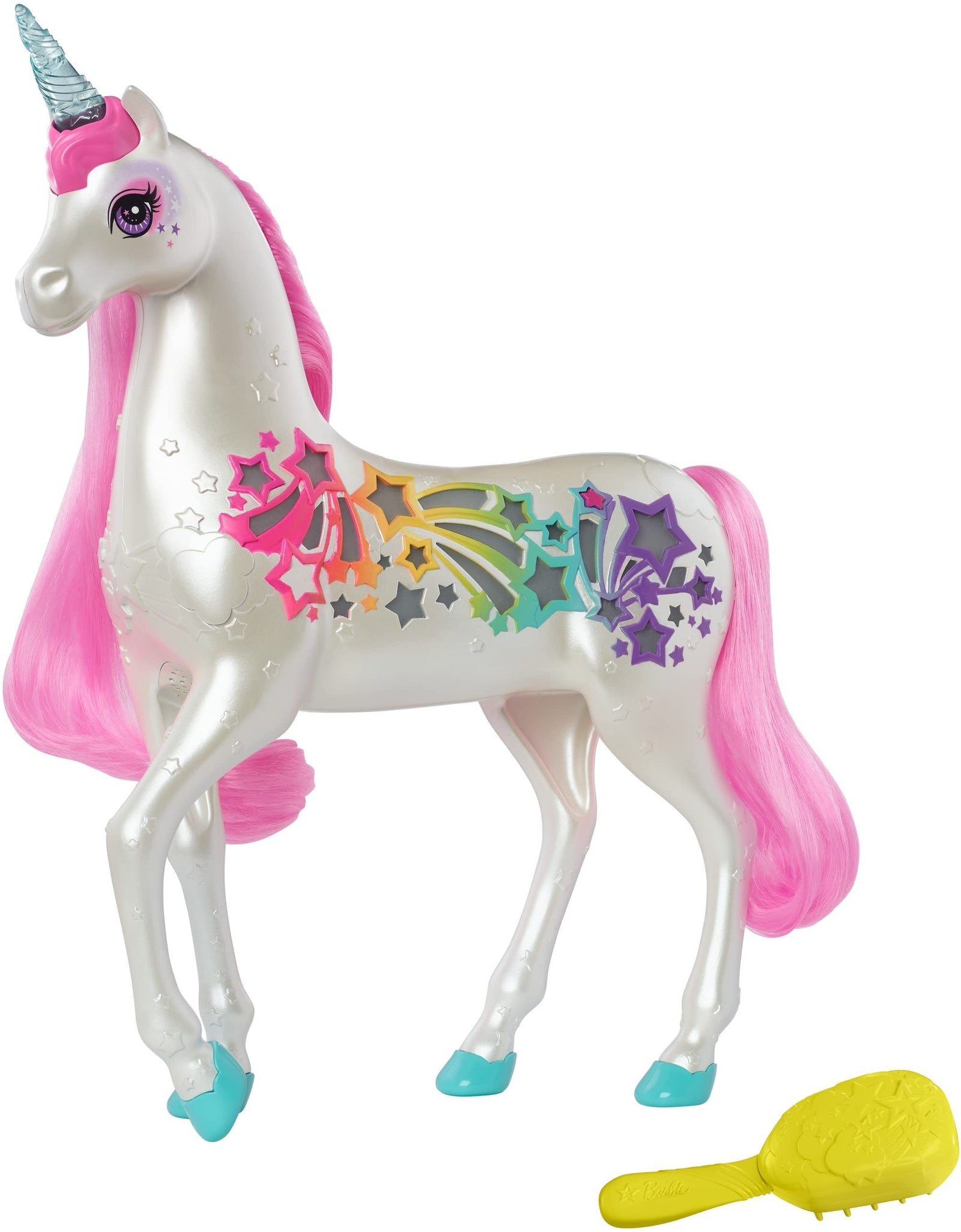 Barbie Dreamtopia Brush 'n Sparkle Unicorn with Lights and Sounds, White with Pink Mane and Tail, Gift for 3 to 7 Year Olds [Amazon Exclusive]