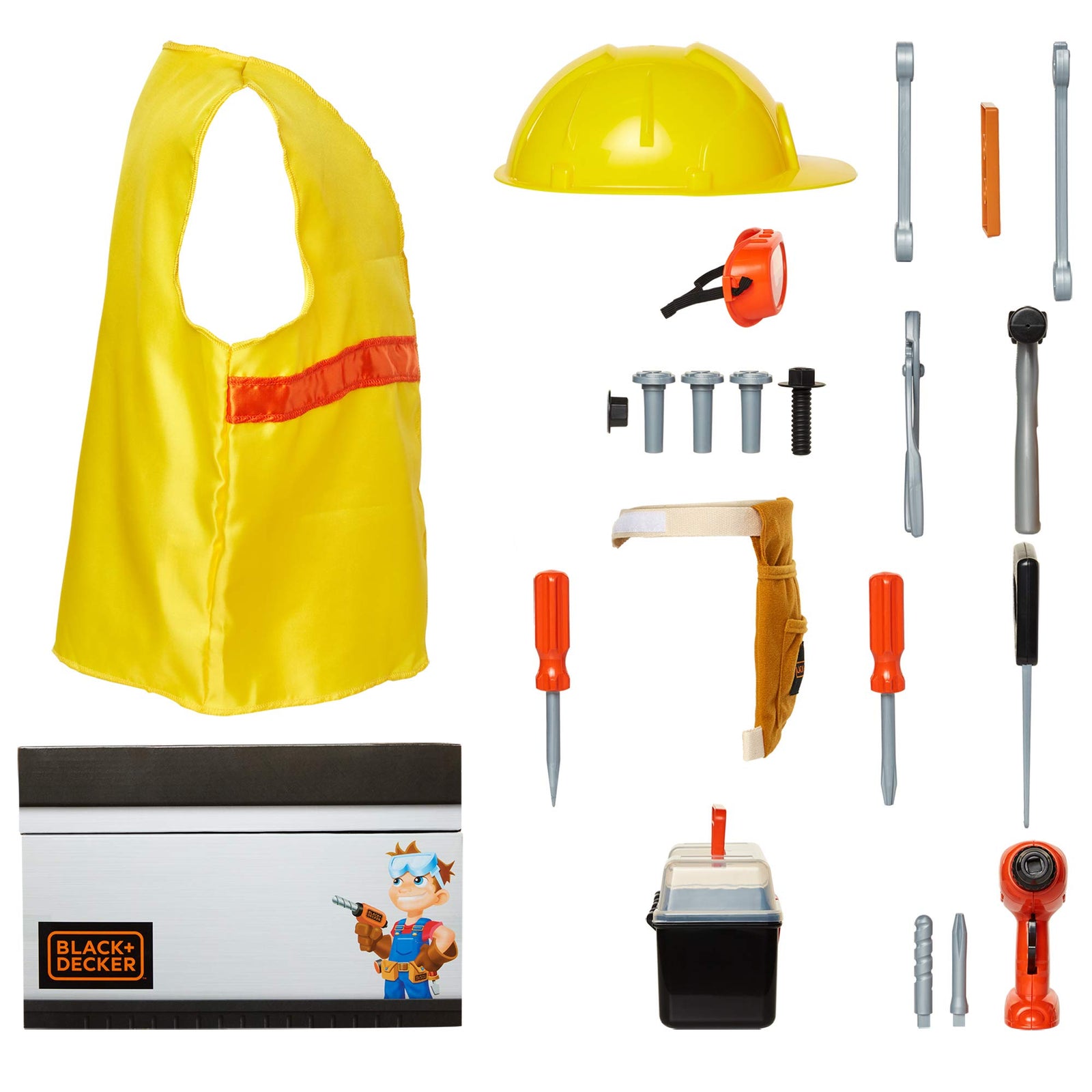BLACK+DECKER Kids Tool Set Pretend Play Trunk with Tool Box, Construction Vest & Hard Hat – 22 Piece Set [Amazon Exclusive]