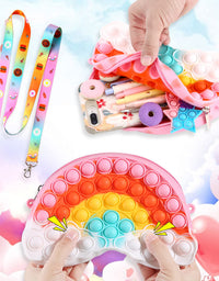 Tckoll Pop Purse Bag Fidgets for Girls,Rainbow Clouds Pop Purse Popper Bubbles Fidget Toys Handbags,Simple Anxiety Sensory Fidegt Toy,Fidget Toys Halloween Birthday Party Fidgets Gifts for Girls 10-12

