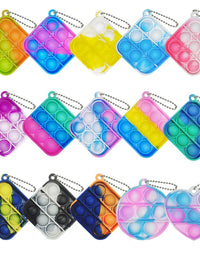 15 Pcs Mini Squeeze Pop Bubble Simple Fidget Sensory Toys, Mini Silicone Keychain Wrap Small Pop Bulk Classroom Prizes Relieve Anxiety Stress Toy for Kids Adult Party Favors
