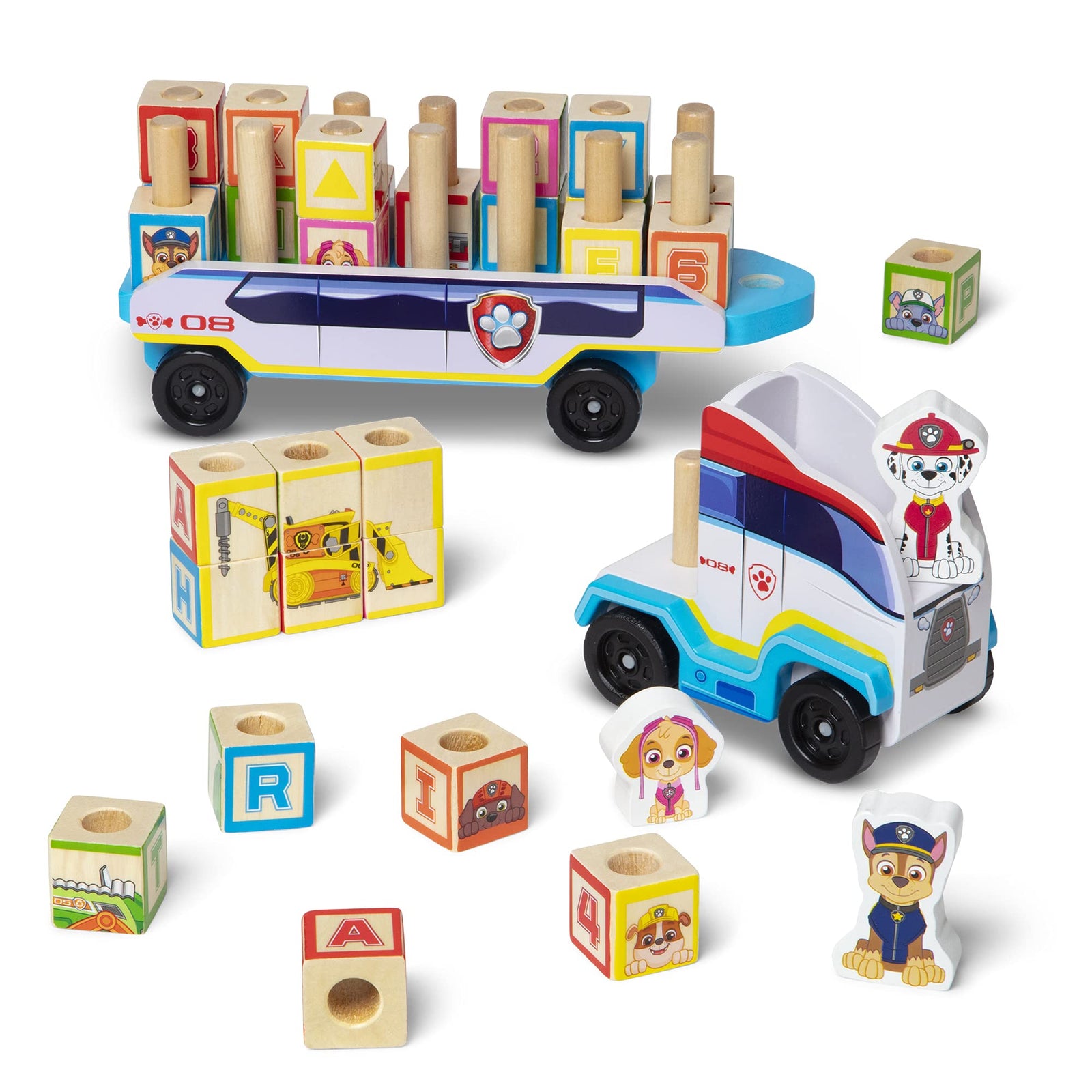 Melissa & Doug PAW Patrol Wooden ABC Block Truck (33 Pieces)
