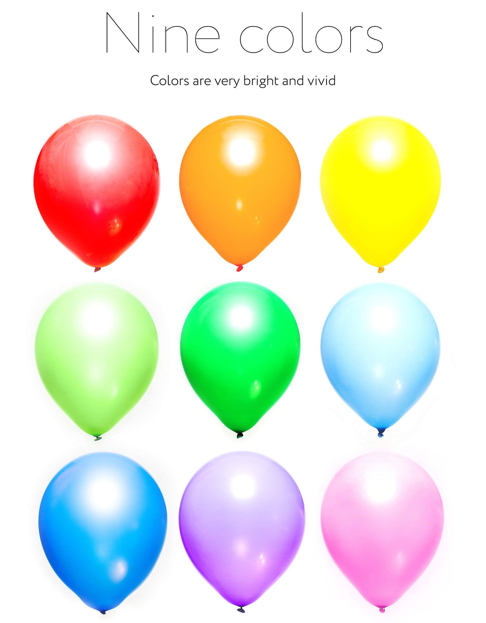 Dusico® Balloons Rainbow Set (100 Pack) 12 Inches, Assorted Bright Colors, Made With Strong Multicolored Latex, For Helium Or Air Use. Kids Birthday Party Decoration Accessory