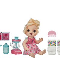 Baby Alive Magical Mixer Baby Doll Strawberry Shake with Blender Accessories, Drinks, Wets, Eats, Blonde Hair Toy for Kids Ages 3 and Up
