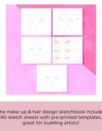 Make-up & Hair Design Sketch Portfolio (11452) Sketchbook for Beginners, Sketchbook with Stencils and Stickers for Ages 6 and Up
