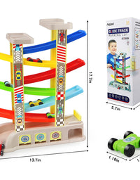 aotipol Montessori Toys for 2 3 Year Old Boys Toddlers, Car Ramp Toys with 6 Cars & Race Tracks, Garages and Parking Lots, Ramp Racer Toy Gift for Boys Girls Age 18 Months and Up
