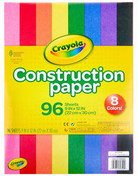 Crayola Construction Paper, School Supplies, 96 ct Assorted Colors, 9" x 12"
