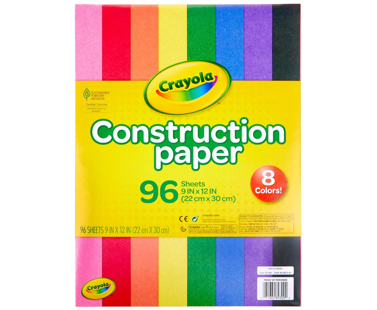 Crayola Construction Paper, School Supplies, 96 ct Assorted Colors, 9" x 12"