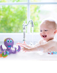Nuby Floating Purple Octopus with 3 Hoopla Rings Interactive Bath Toy

