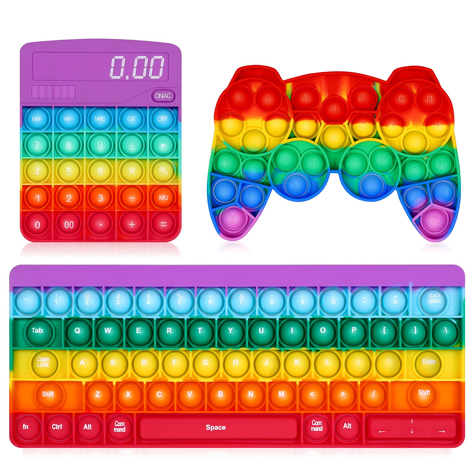 iTechjoy Fidget Toys Set, Bubble Popping Push Popper Sensory Fidget Toys, Pop On Its Stress Relief Toy Popits for Autism,ADD,ADHD, Educational Game Toy for Kids Adults,Hamburger&Fries&Coke Cup Shapes