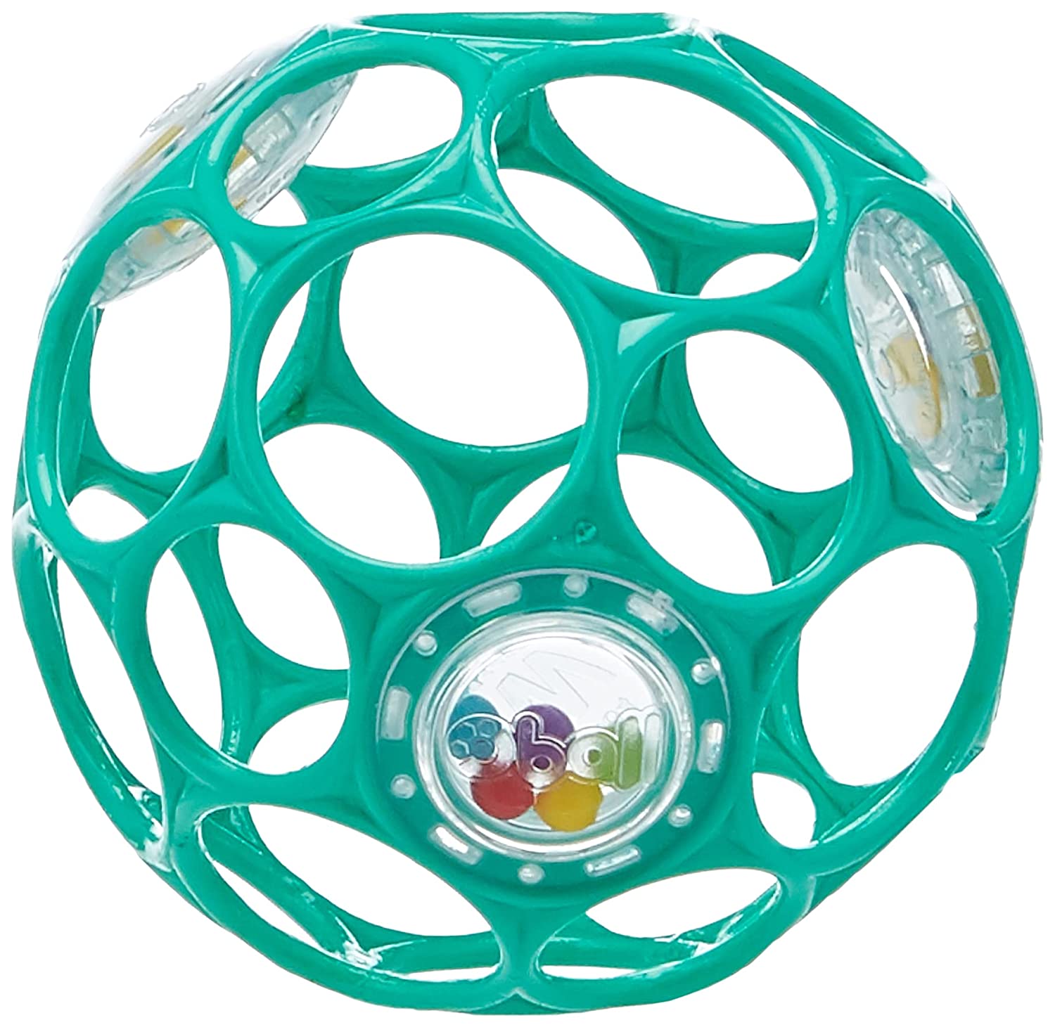 Bright Starts Oball Rattle Easy-Grasp Toy, Teal - 4", Ages Newborn Plus