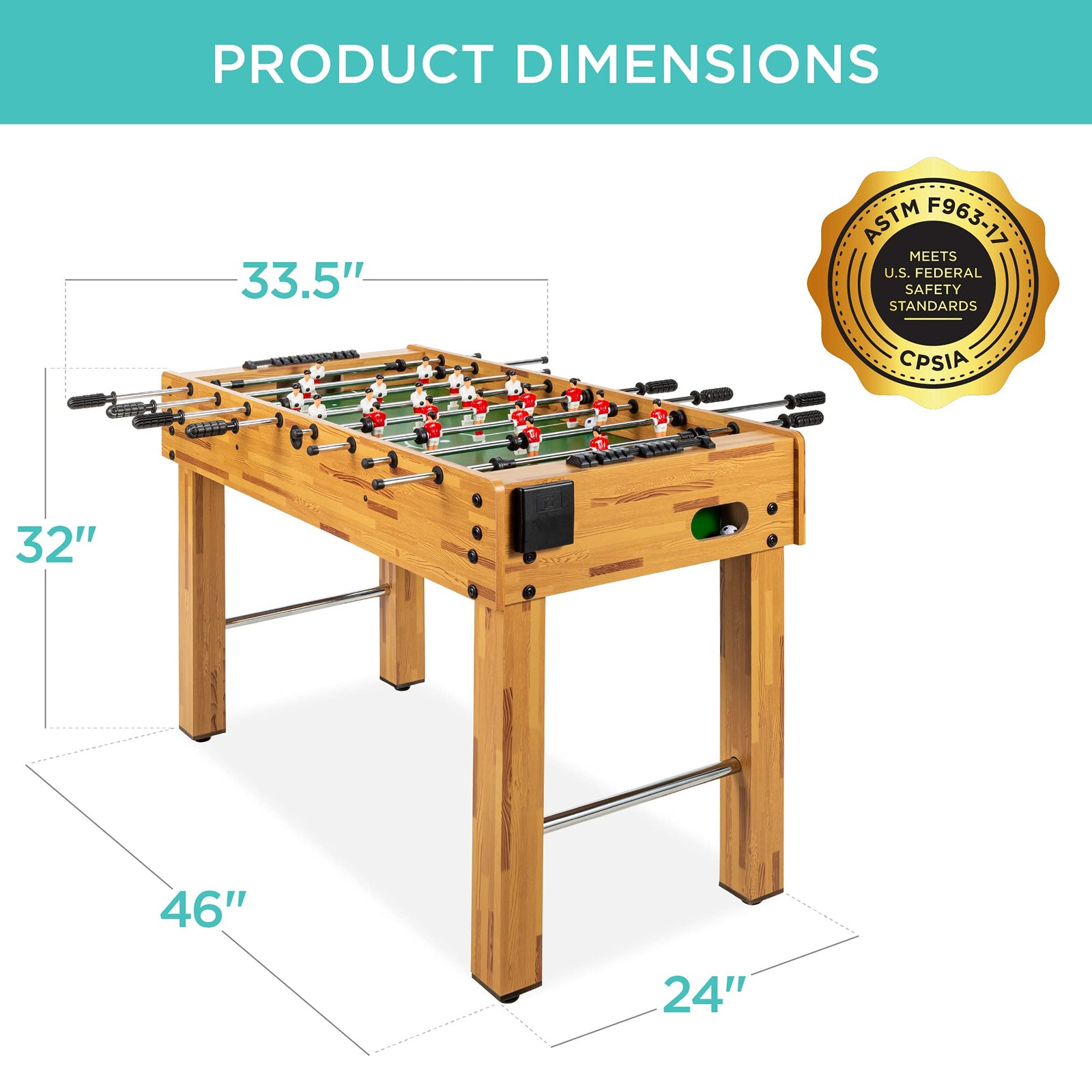 Best Choice Products 48in Competition Sized Foosball Table, Arcade Table Soccer for Home, Game Room, Arcade w/ 2 Balls, 2 Cup Holders