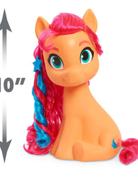 My Little Pony Sunny Starscout Styling Head, Color Change, 14-Pieces Include Wear and Share Accessories, Pink, Hair Styling for Kids, by Just Play
