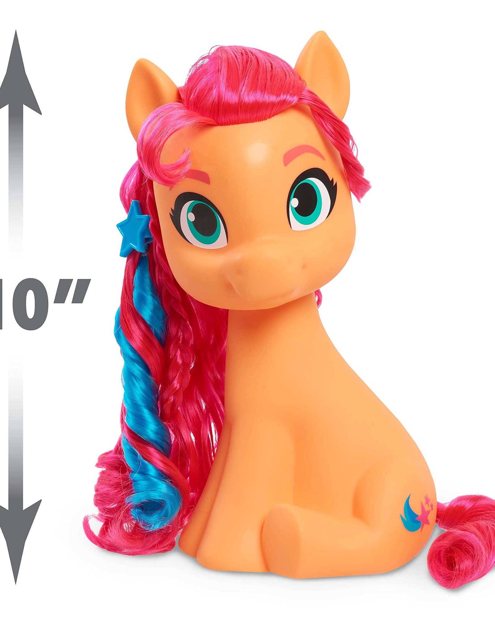 My Little Pony Sunny Starscout Styling Head, Color Change, 14-Pieces Include Wear and Share Accessories, Pink, Hair Styling for Kids, by Just Play