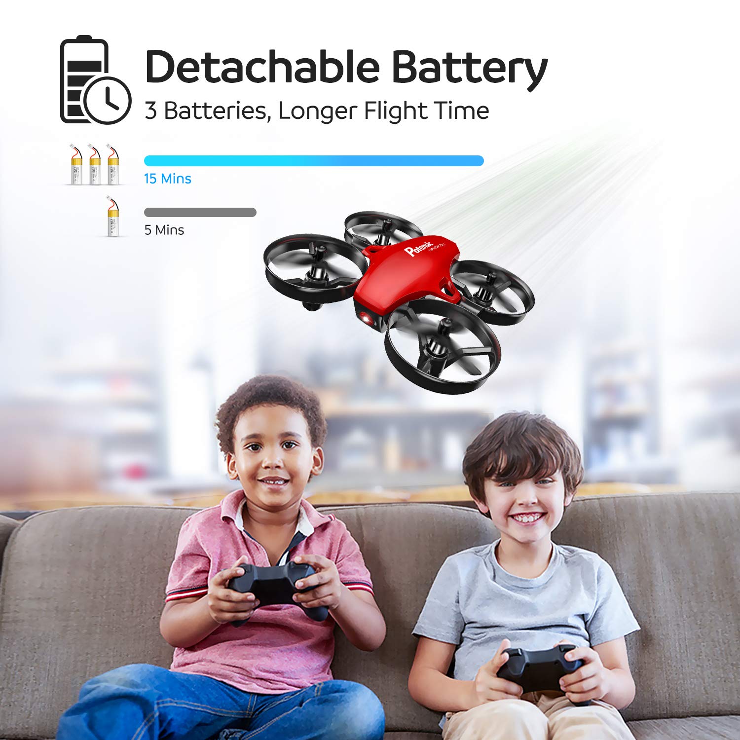Potensic Upgraded A20 Mini Drone Easy to Fly Drone for Kids and Beginners, Indoor Outdoor RC Helicopter Quadcopter with Auto Hovering, Headless Mode, Remote Control and 3 Batteries for Boys Girls