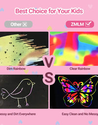 ZMLM Scratch Paper Art-Crafts Notebook: 2 Pack Bulk Rainbow Magic Paper Supplies Toys for 3 4 5 6 7 8 9 10 Years Old Girls Kids Favors Gifts for Birthday Halloween Christmas Party Games Projects Kits

