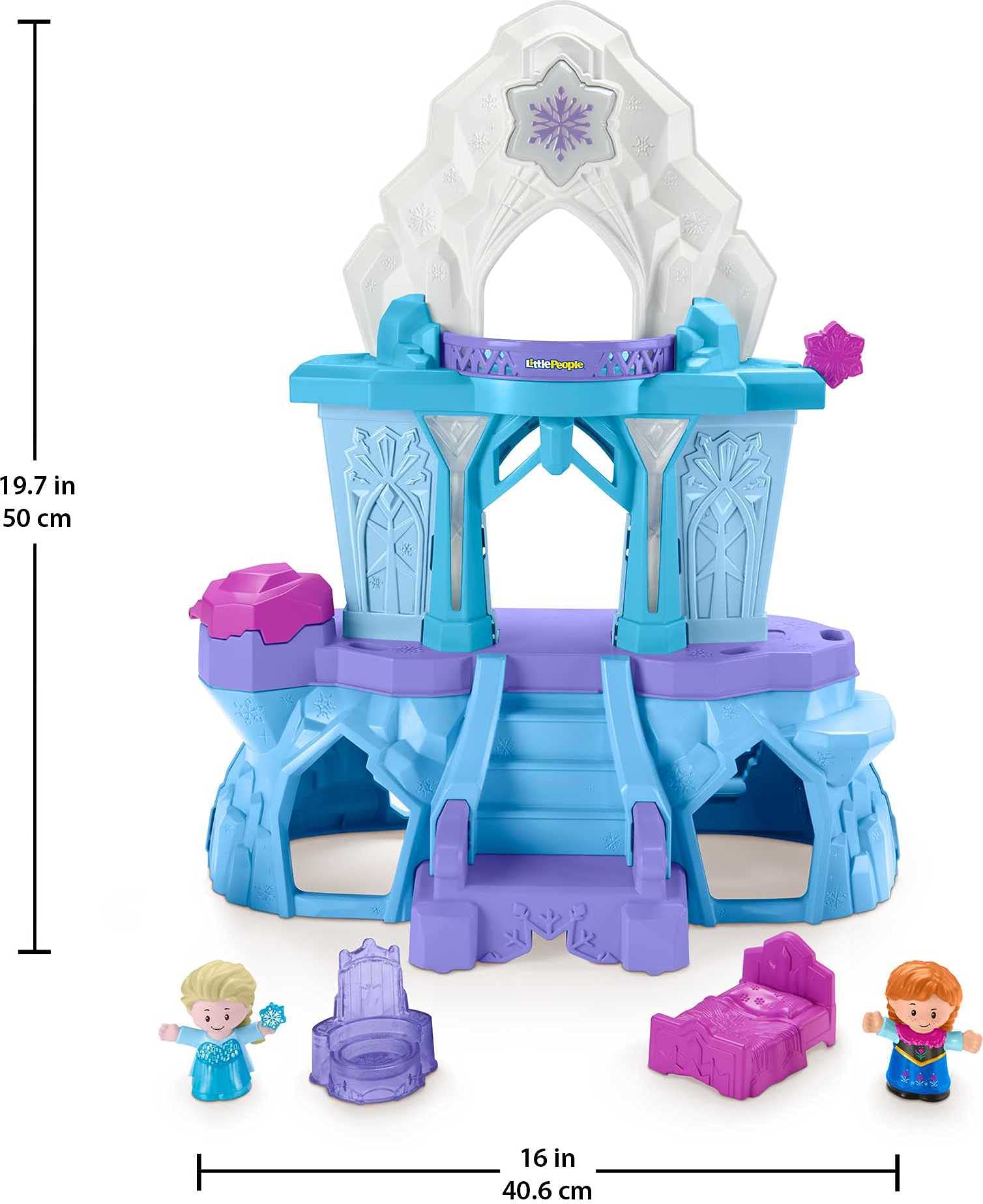 Fisher-Price Little People – Disney Frozen Elsa’s Enchanted Lights Palace musical playset with Anna and Elsa figures for toddlers and preschool kids