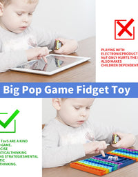 TAFULOR Big Size Push Pop Game Fidget Toy,Pop Game Board， Rainbow Fidget Toy, Pop Chess Board Game with 2 Dices, Interactive Jumbo Pop Stress Relief Figetget Toy Help Kids Adults with Anxiety & ADD
