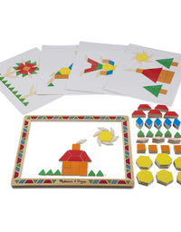 Melissa & Doug Deluxe Wooden Magnetic Pattern Blocks Set - Educational Toy With 120 Magnets and Carrying Case
