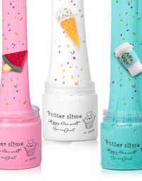 Slime Kit with 3 Pack Butter Slime,Pink Watermelon,White Ice Cream and Ocean Coffee,Scented Slime Kit for Girls and Boys ,Super Soft and Non Sticky DIY Surprise Slime
