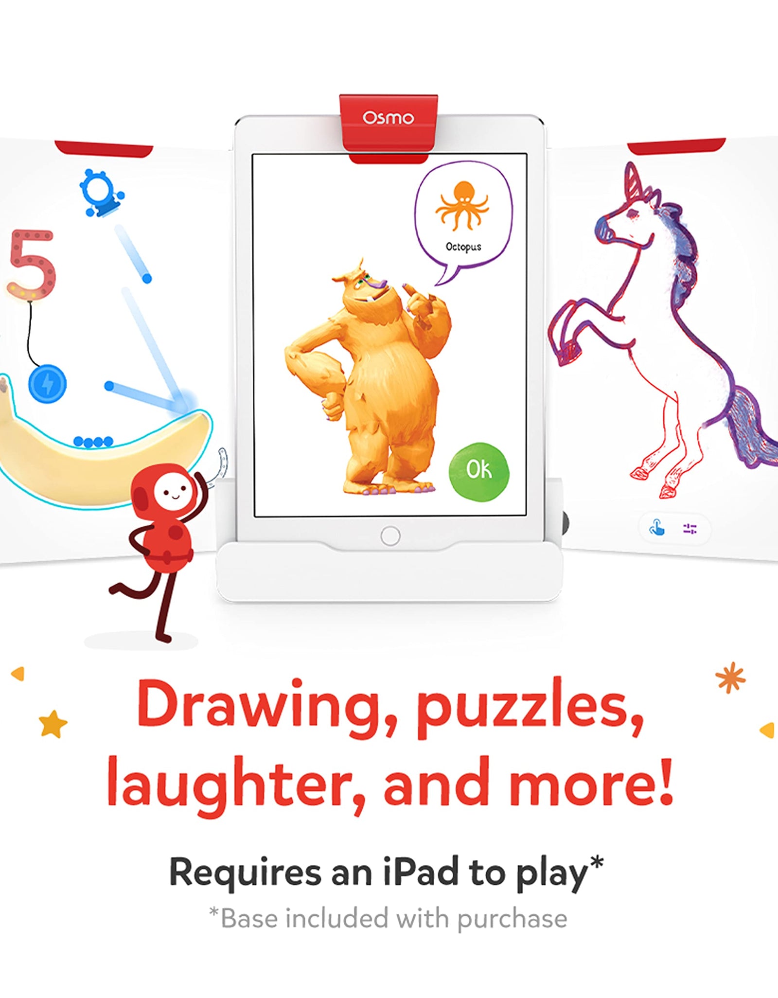 Osmo - Creative Starter Kit for iPad - 3 Educational Learning Games - Ages 5-10 - Drawing, Word Problems & Early Physics - STEM Toy (Osmo Base Included)