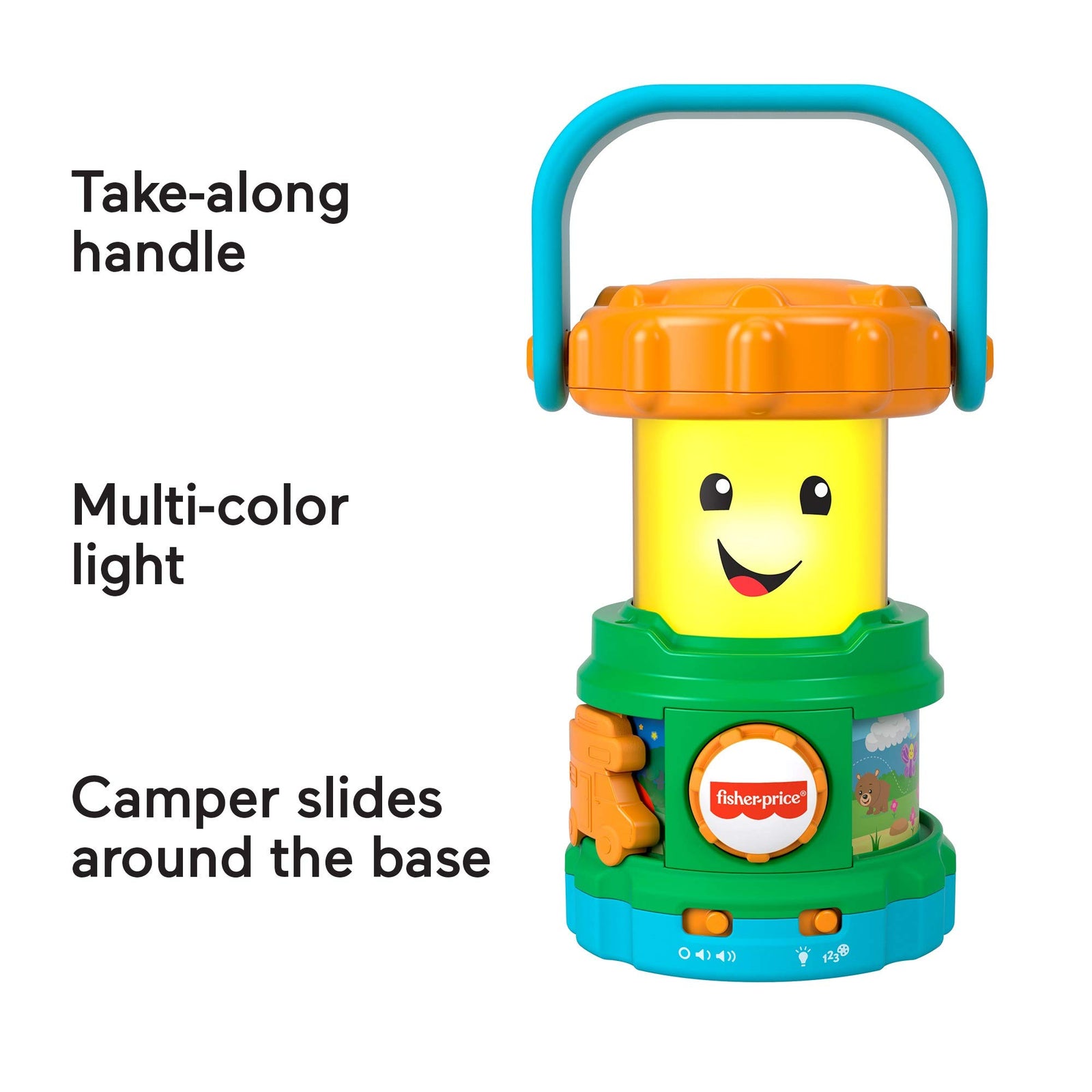 Fisher-Price Laugh & Learn Camping Fun Lantern, musical toy with lights, sounds and learning content for baby and toddler ages 6-36 months