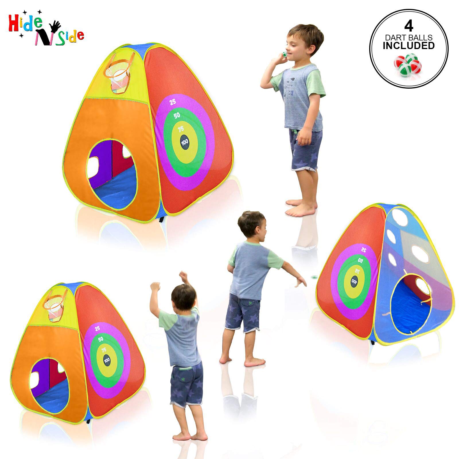 Gift for Toddler Boys & Girls, Ball Pit, Play Tent and Tunnels for Kids, Best Birthday Gift for 1 2 3 4 5 Year Old Pop Up Baby Play Toy, Target Game w/ 4 Darts Indoor & Outdoor