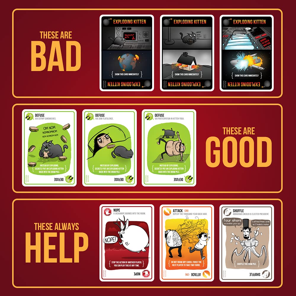Exploding Kittens - A Russian Roulette Card Game, Easy Family-Friendly Party Games - Card Games for Adults, Teens & Kids - 2-5 Players