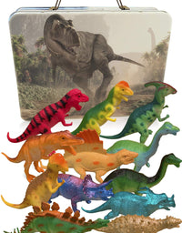 3 Bees & Me Dinosaur Toys for Boys and Girls with Storage Box - 12 Large 6 Inch Toy Dinosaurs & Case - Gift for Kids Age 3 to 8
