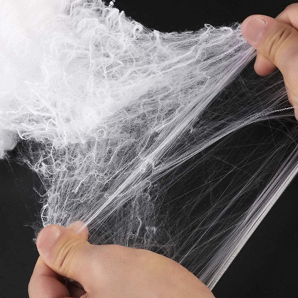 1200 sqft Spider Webs Halloween Decorations, Super Stretch Spider Web Cobwebs with 100 Plastic Fake Spiders Haunted House Yard Creepy Scene Props Indoor Outdoor Decor and Halloween Party Supplies (300g/10.58 oz)