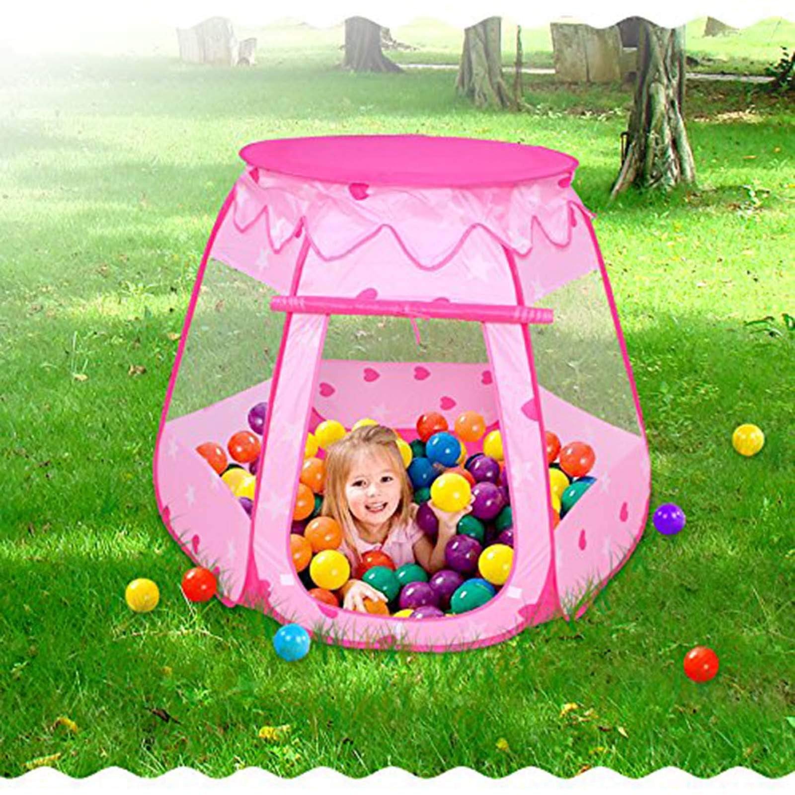 Le Papillon Pink Princess Tent Kids Ball Pit 1st Gift Toddler Girl Easy Pop Up Fold into a Carrying Case Play Tent Indoor & Outdoor Use.(Balls Not Included)