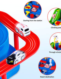 Yezi Car Adventure Toys, City Rescue Preschool Educational Toy Vehicle, Parent-Child Interactive Racing Kids Toy, Puzzle Car Race Tracks Parking Playsets for 3 4 5 6 7 8 Year Old Toddlers Boys Girls
