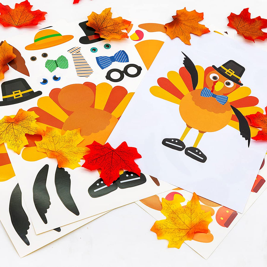 Make-A-Turkey Stickers Thanksgiving Party Games/Favors/Supplies - Set Of 36