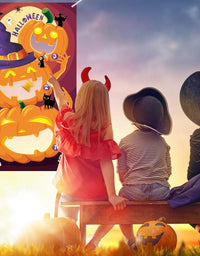 Halloween Toss Games Pumpkin Bean Bag Party Games Halloween Games for Kids Party with 3 Bean Bags for Kids Party Decoration

