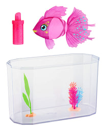 Little Live Pets - Lil' Dippers Fish Tank: Splasherina| Interactive Toy Fish & Tank , Magically Comes Alive in Water, Feed and Swims Like A Real Fish
