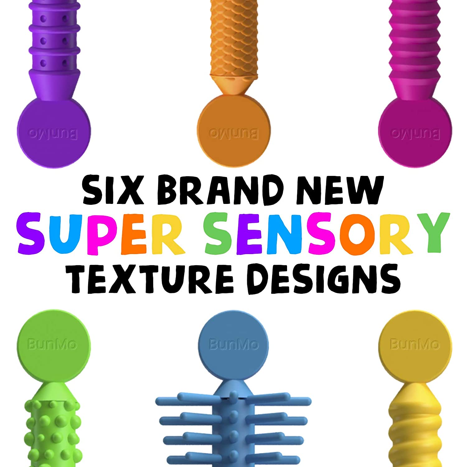 Fidget Toys and Sensory Toys by BUNMO - Textured Stretchy Strings and Super Sensory Fidget Toys. Fidget Toys for Adults and Kids. Ideal Stocking Stuffers & Stocking Stuffers for Teens - 6 Pack